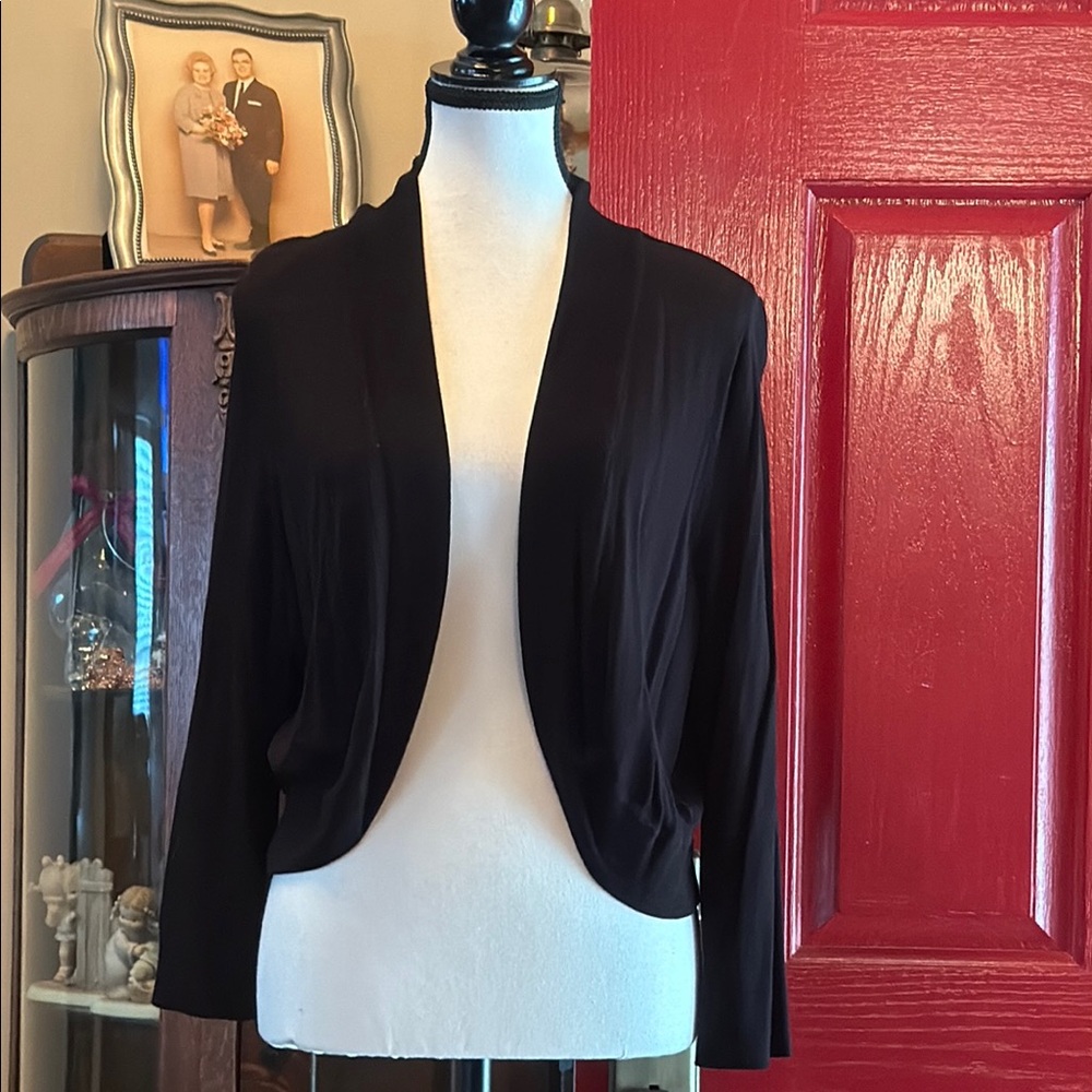 Classic Black Open Front Cardigan Sweater